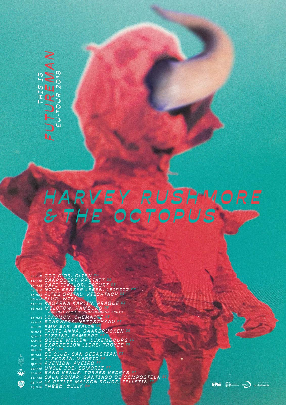 Harvey Rushmore and The Octopus — Futureman Poster EU Tour 2018
